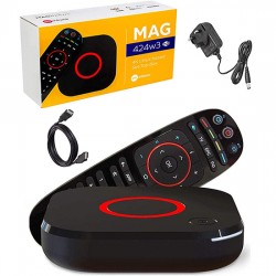 EAZYNET Genuine MAG 424W3 IPTV Set Top Box 4K and HEVC Support 1GB RAM 8GB Flash Bluetooth 4.1 OS Linux 4.4.35 Built-in Wi-Fi Module MAG424W3 Adapter HDMI Cable
