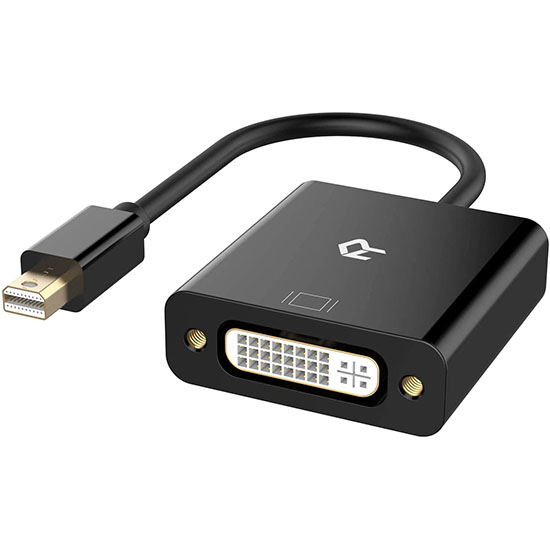 Rankie Mini DP to DVI, Gold 1080P Plated Mini DisplayPort (Thunderbolt Port Compatible) to DVI Male to Female Adapter Converter (Black)