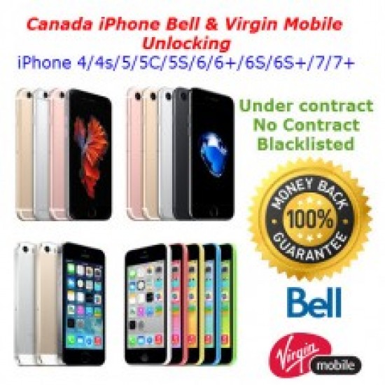 Apple iPhone Unlocking Service Bell , Virgin Mobile